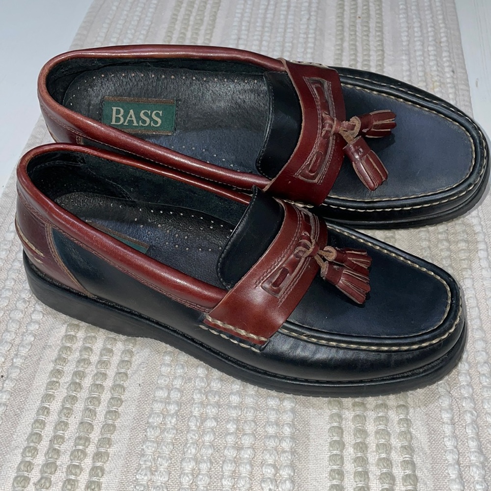 BASS Men’s Black and Brown Marine Tassel Loafers